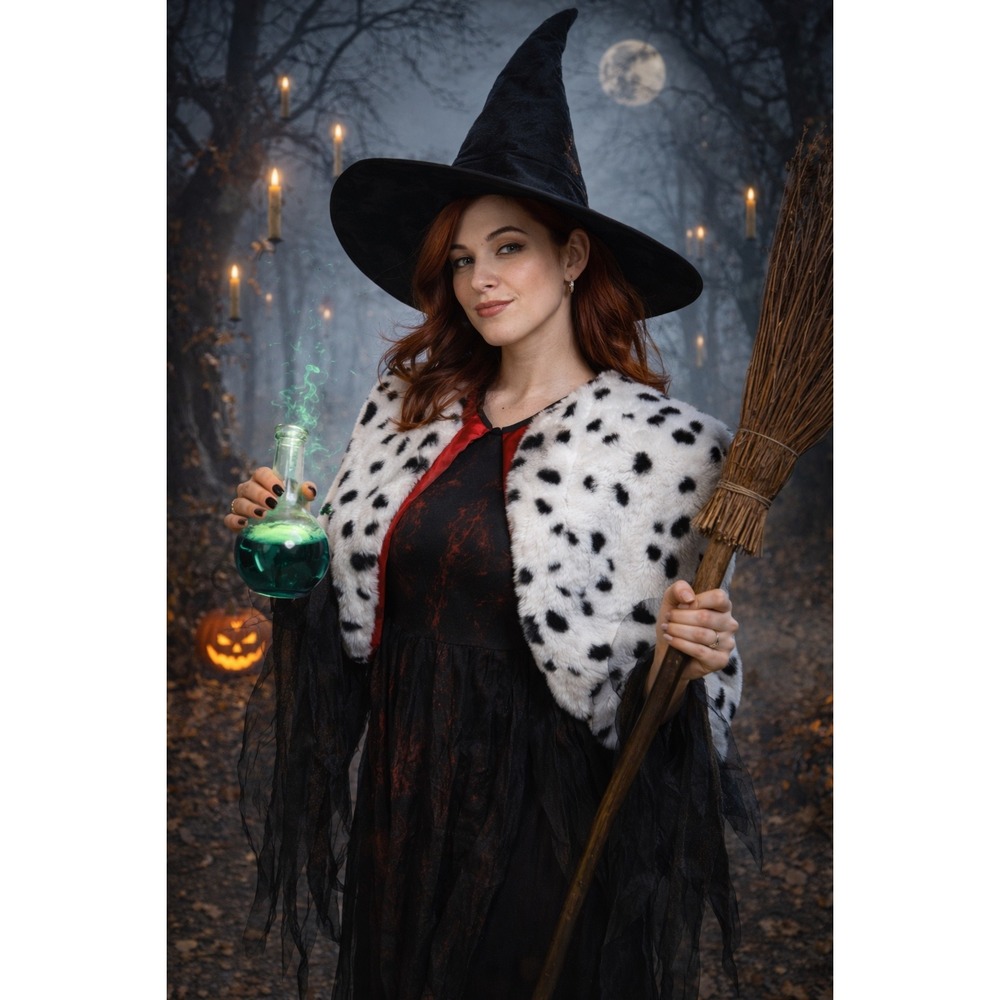 Disney Villains Cruella‎ De Vil Dalmatian Faux Fur Costume Vest Spirit Halloween